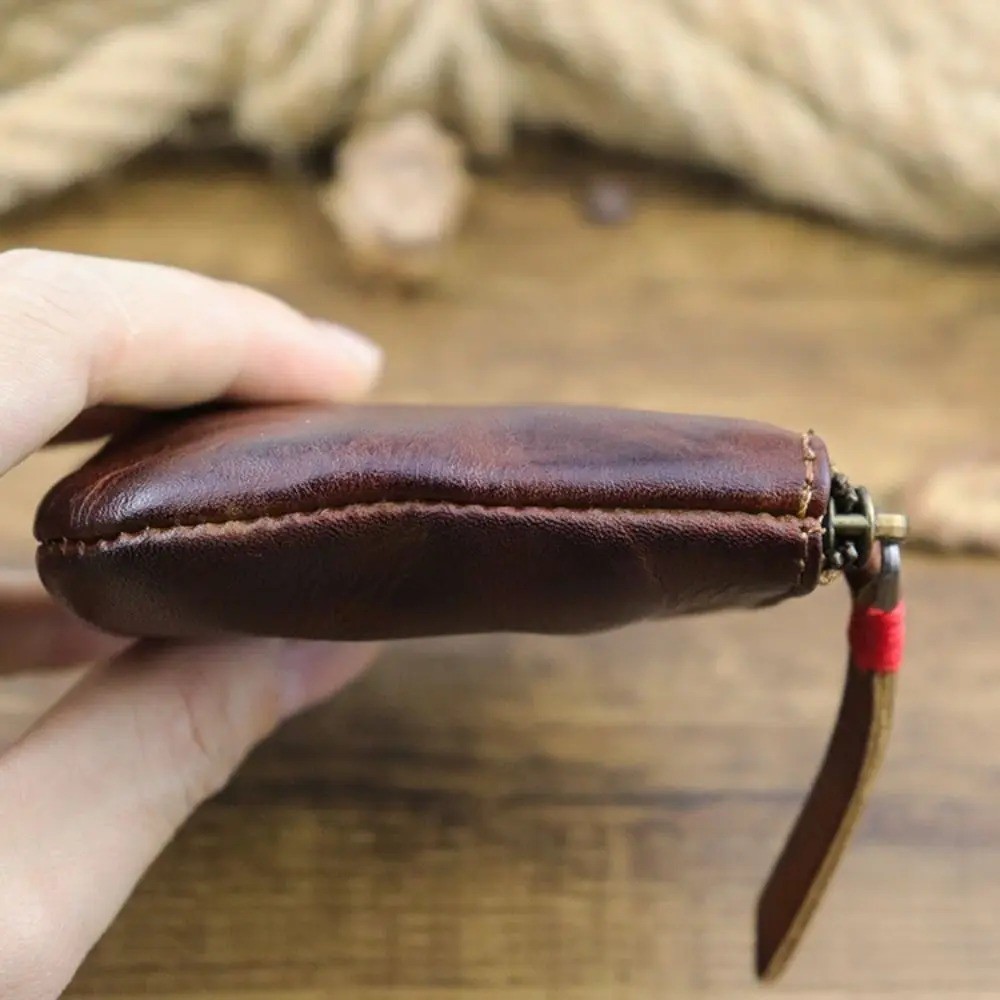 Unisex Leather Coin Purse Vintage Handmade Multi-colors Zipper Wallet Key AA