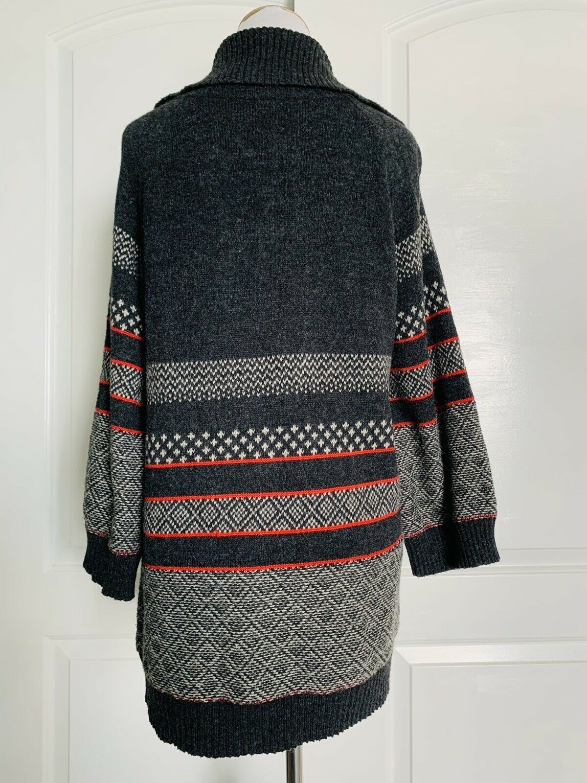 $228 SPLENDID Toggle Cardigan Sweater Button Front Nordic Fair Isle Designer L