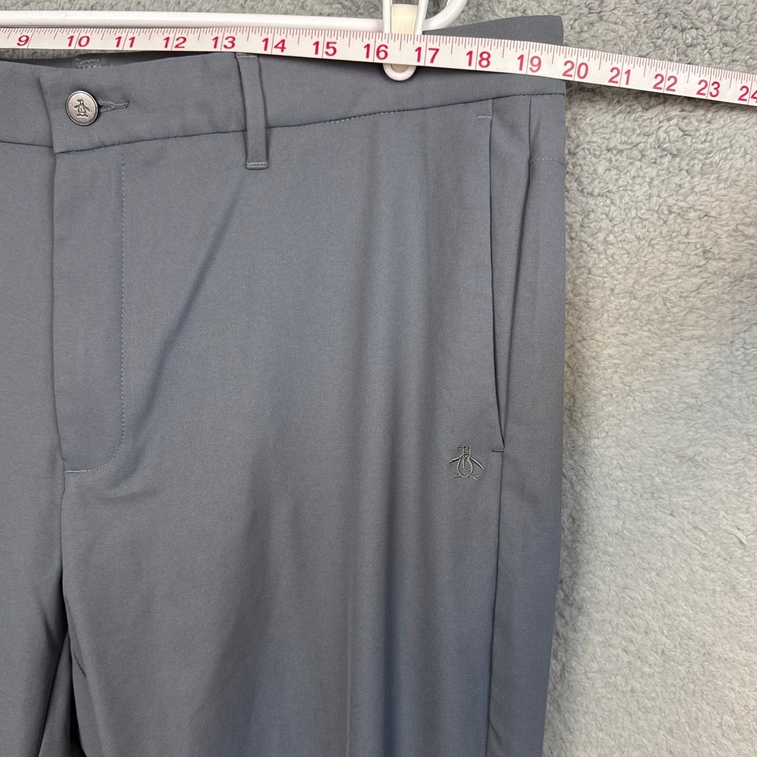 Original Penguin Flat Front Golf Pants Twill Performance Stretch Gray Athleisure