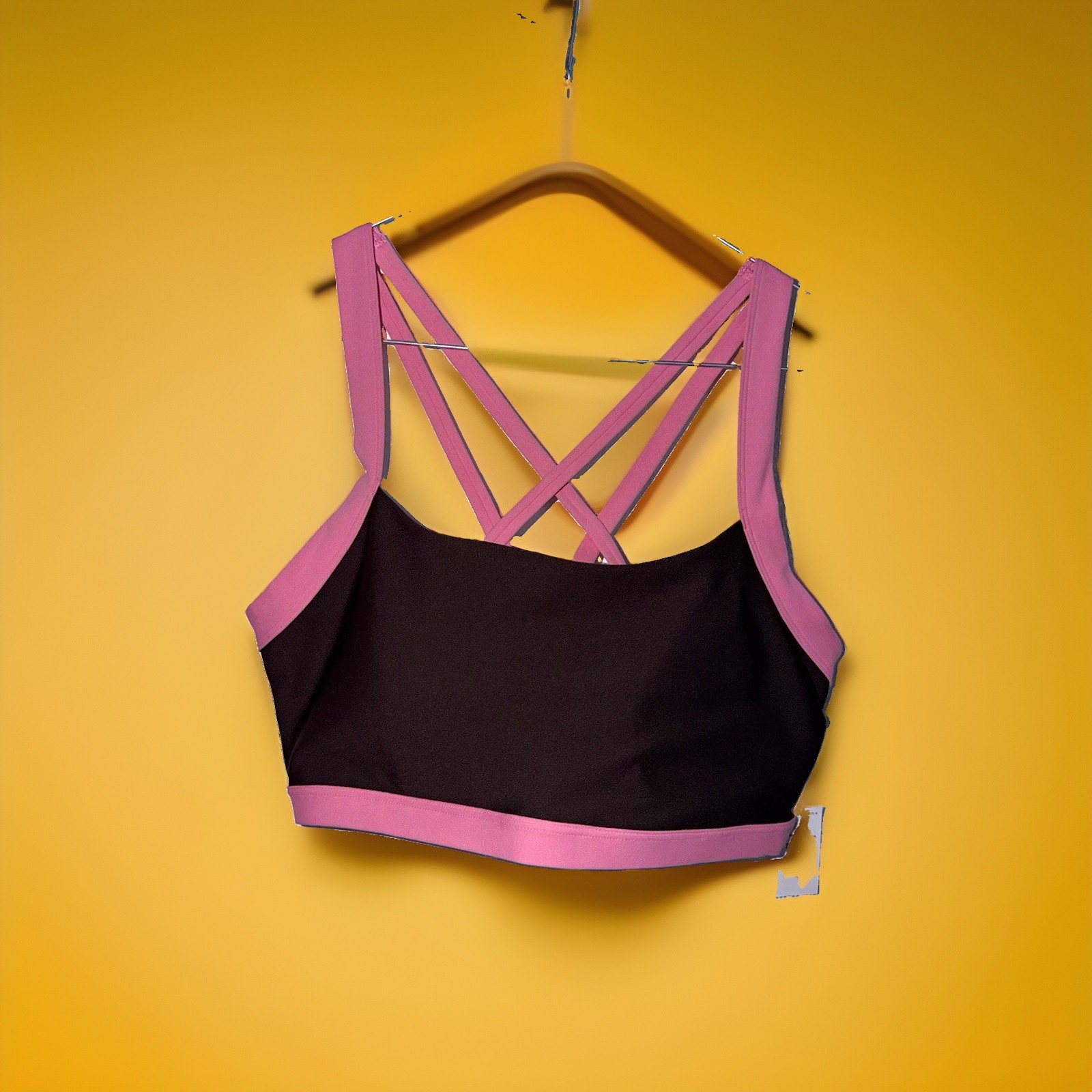 Women’s Pink Brown Strappy Sports Bra Workout Activewear Size Medium