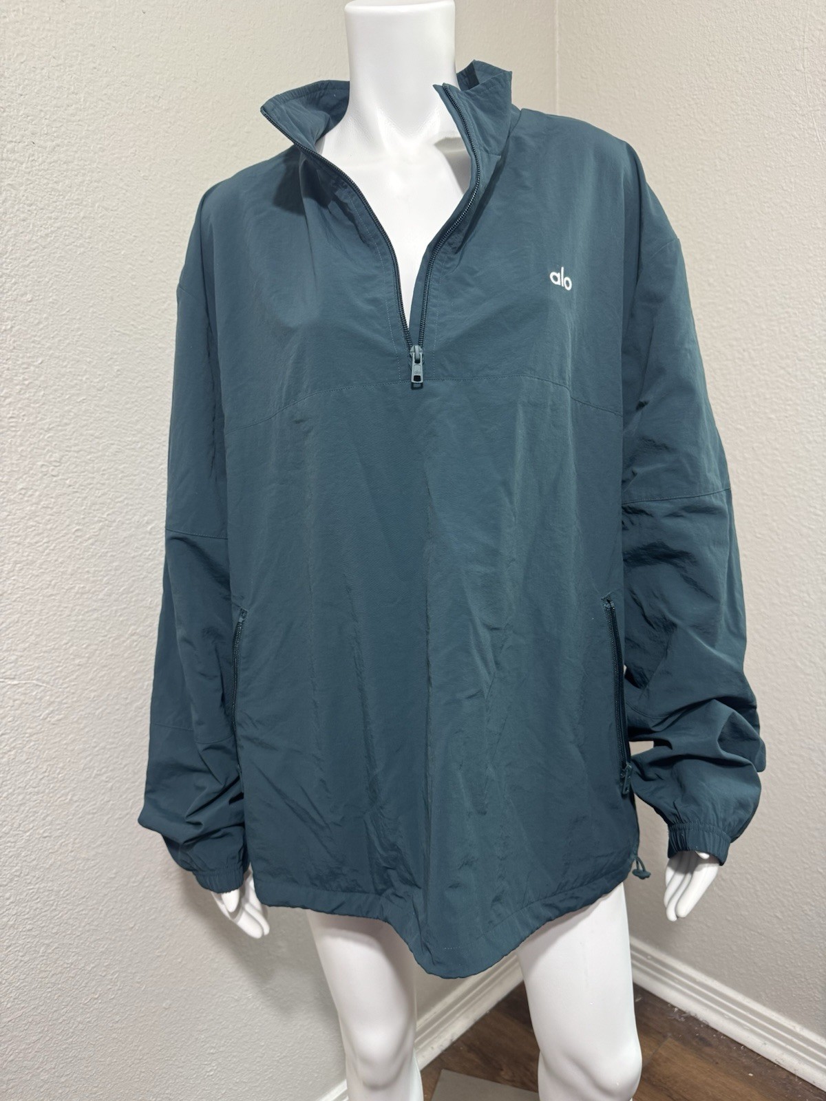 alo yoga Women’s Takeaway Track Pullover Xl Midnight Green 1/4 Zip Run Gym