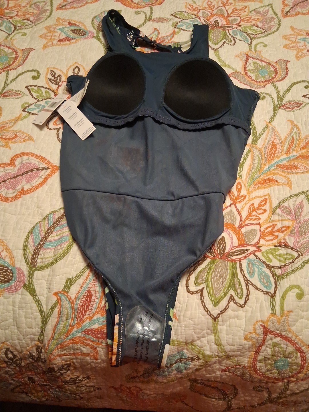 Jantzen Wide Strap One Piece Swimsuit Tummy Control In Azure Size 12 NWT