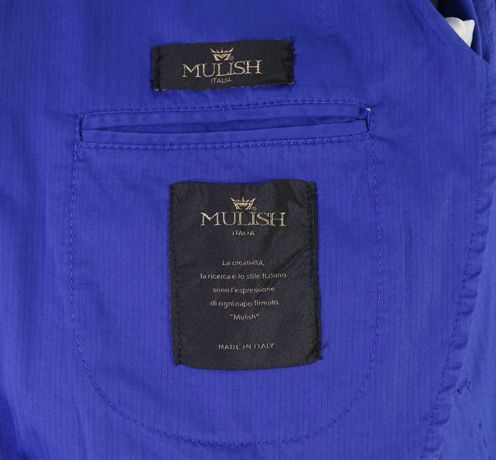 Mulish Italia Royal Blue Cotton Patch Pocket Unstructured Blazer Jacket 38S