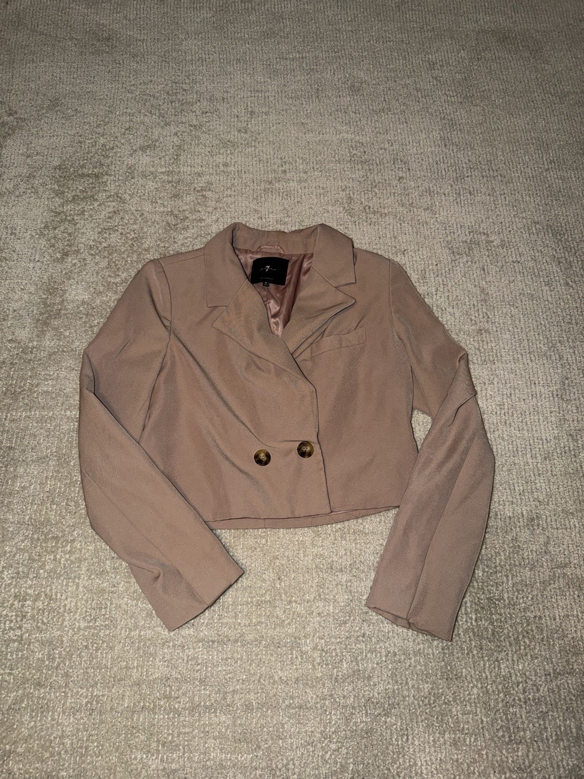 7 For All Mankind Los Angeles Pink Cropped Lined Blazer Jacket | Size M