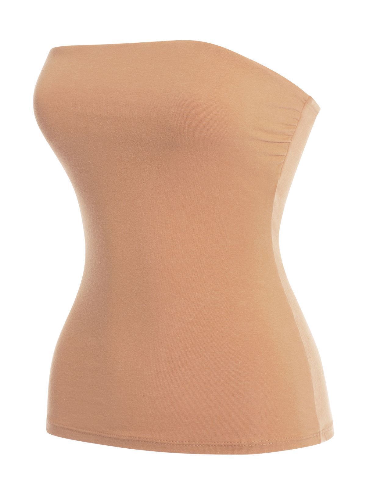MixMatchy Basic Solid Stretchy Cotton Long Bandeau Tube Top