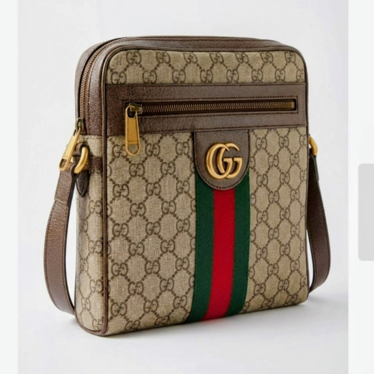 Gucci Ophidia GG Small Messenger Bag Beige Brown Green Red Web Zip Pockets