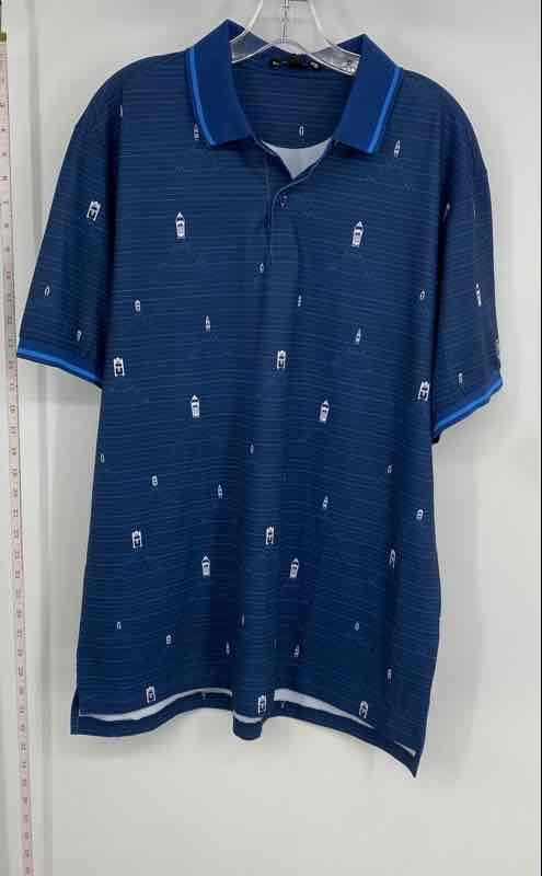 Waggle Golf Mens Blue Short Sleeve Spread Collar Polo Shirt Size XL