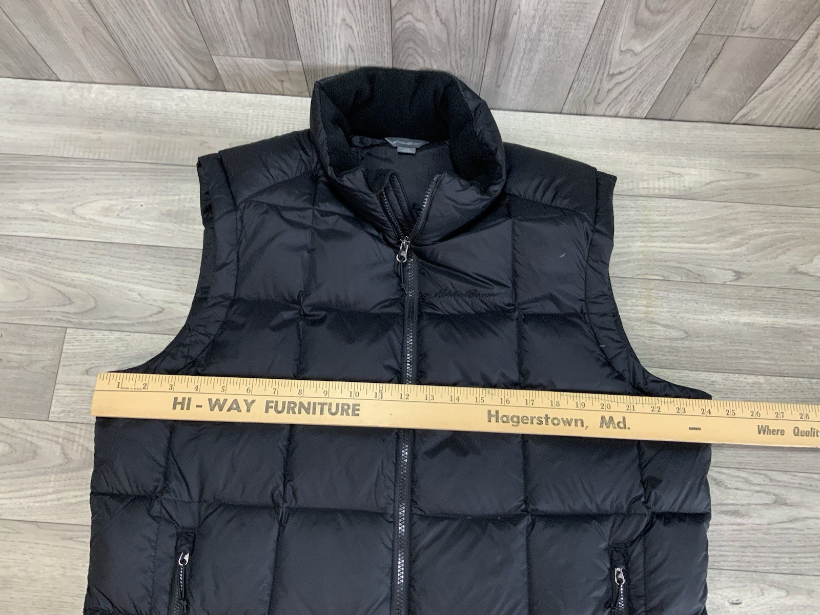 Eddie Bauer Premium Goose Down Black Puffer Vest Large