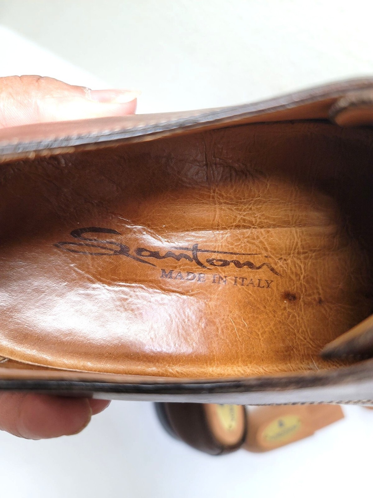 Santoni Men’s Oxfords Brown Leather Lace-Up Dress Shoes Size 8.5 EE