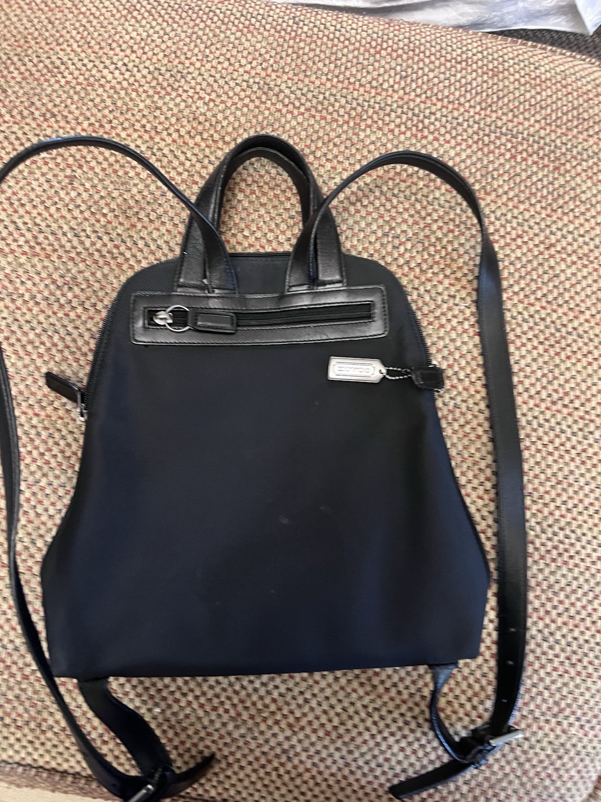Vintage Coach Black Nylon Leather Trim Mini Backpack Bag No. J9K-7404 Y2K