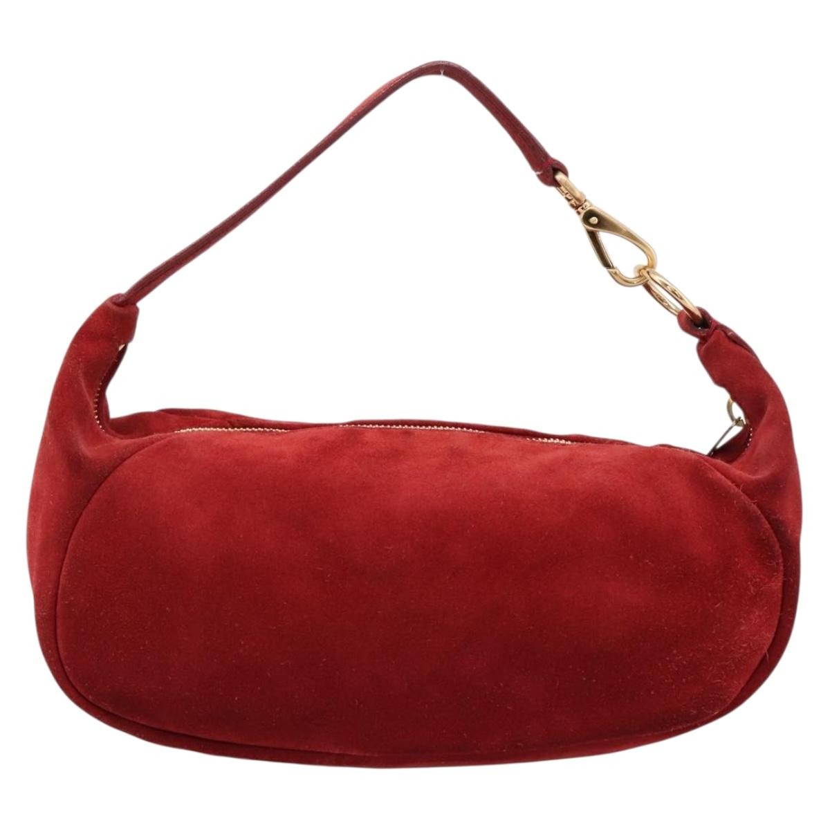 Miu Miu Shoulder Bag Suede Red Gold Auth 196448V