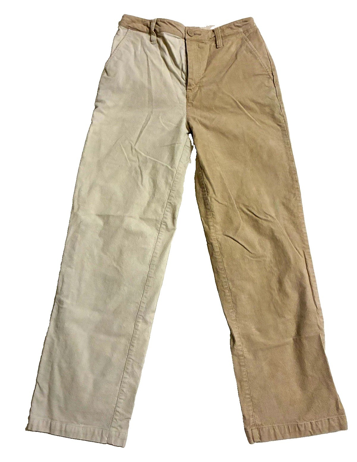 Brixton Victory Women’s Corduroy Two-Tone Cropped Pant Beige Straight Leg Sz 25