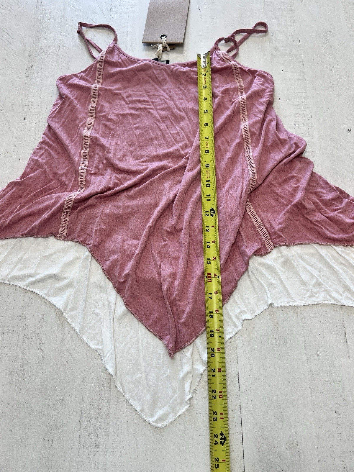 POL Pink White Layered Sleeveless Tank Top Handkerchief Hem M Knit