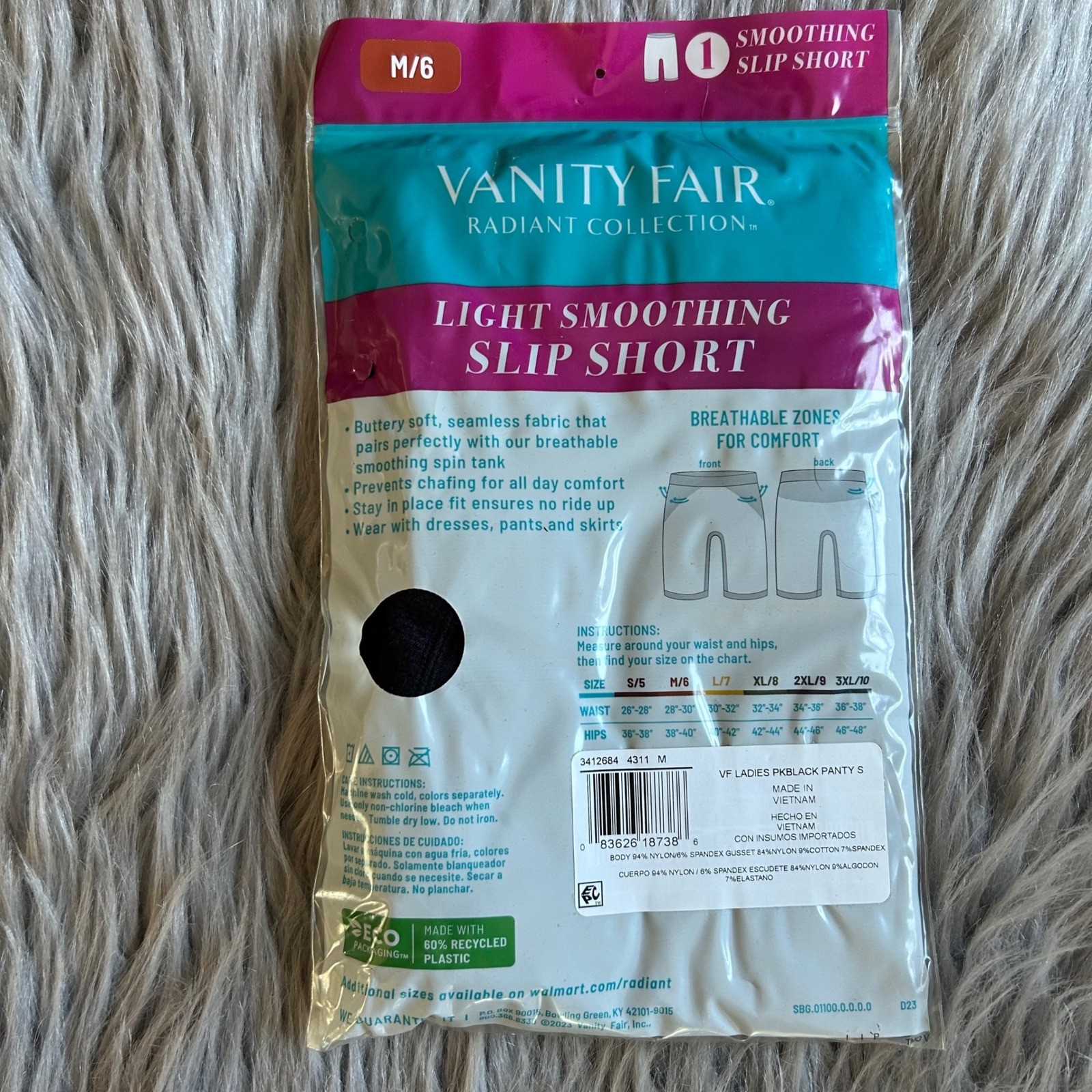 Vanity Fair Radiant Collection Light Smoothing Slip Short Women Size Medium/6