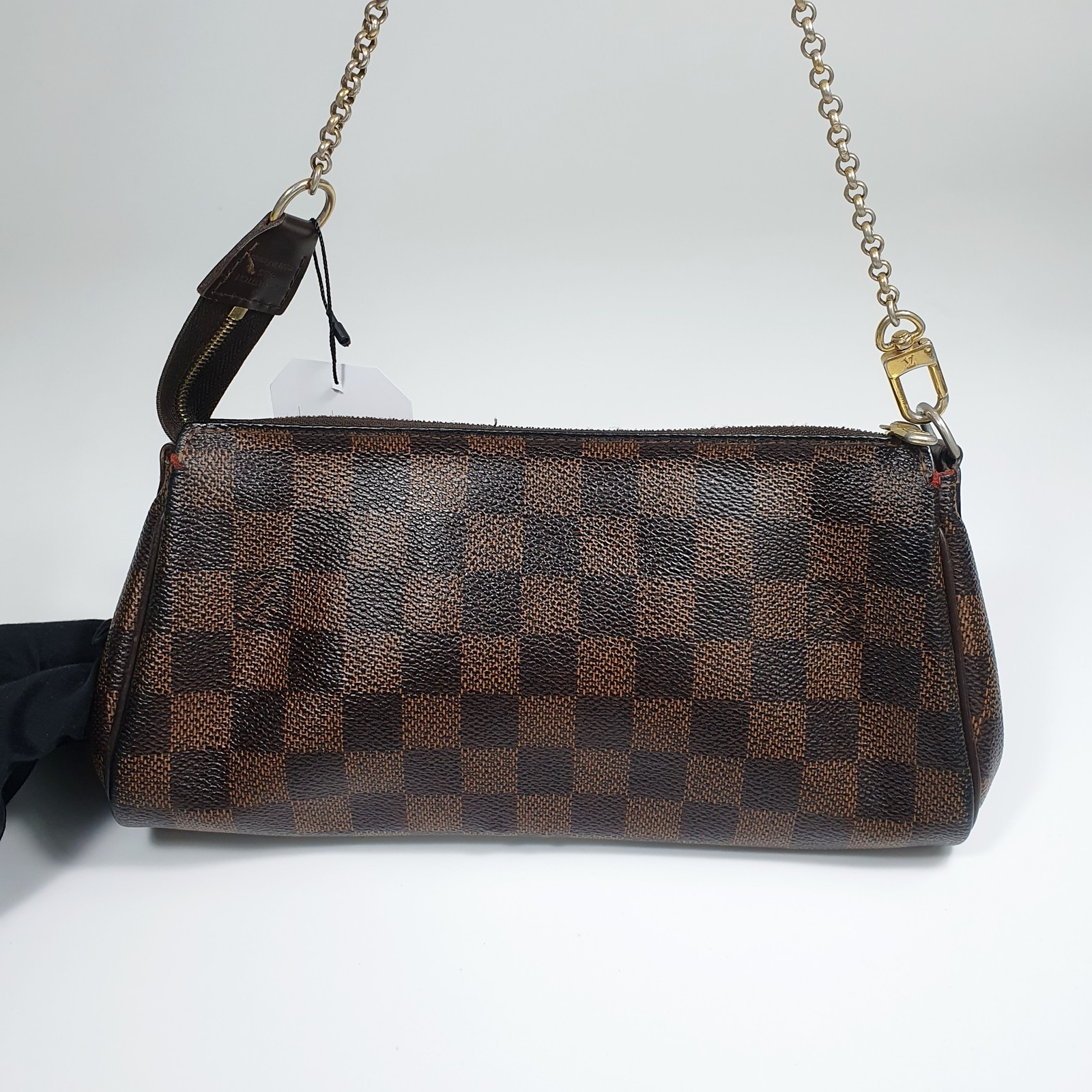 NO TARIFF Auth Louis Vuitton Eva Clutch Damier Ebene N55213 No Shoulder CLA969