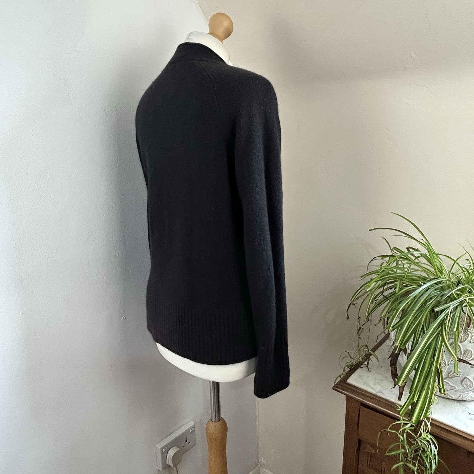 Apanage Wool Alpaca Black Jumper Size 14 Knit Pullover Button Casual