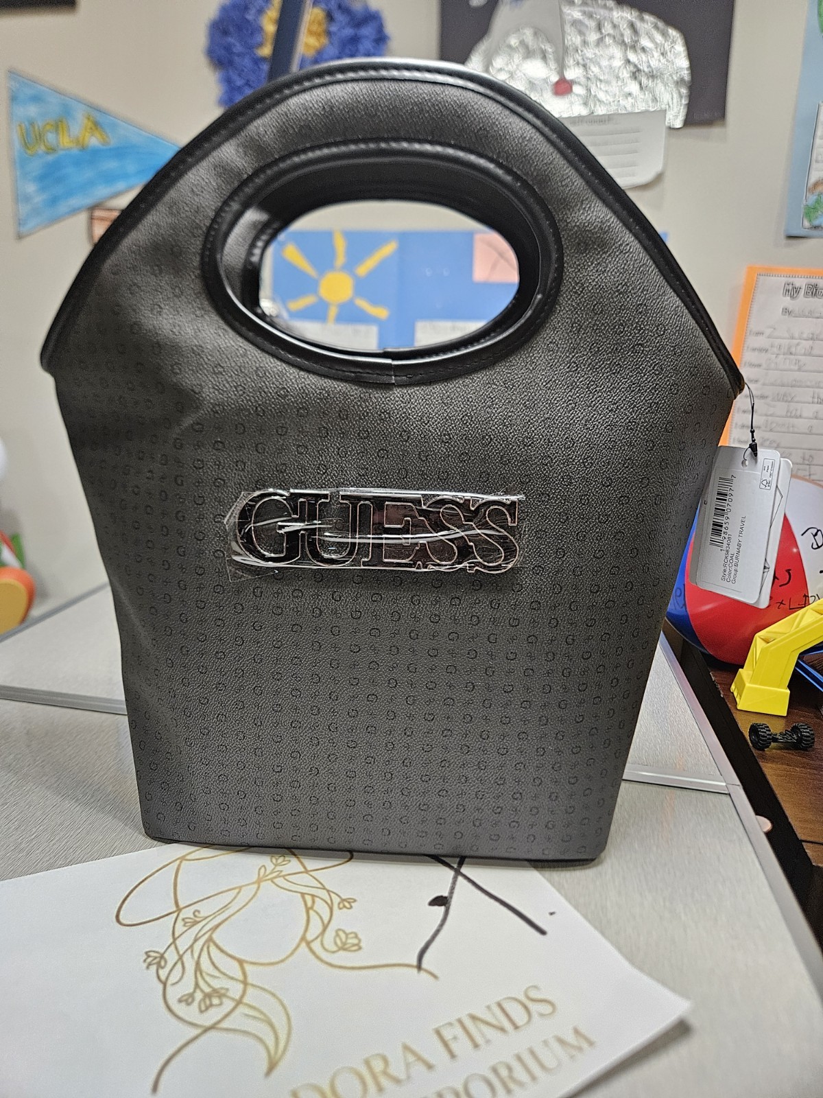 New Guess Lux Insulated Tote Burnaby Travel Coal RCk9834081