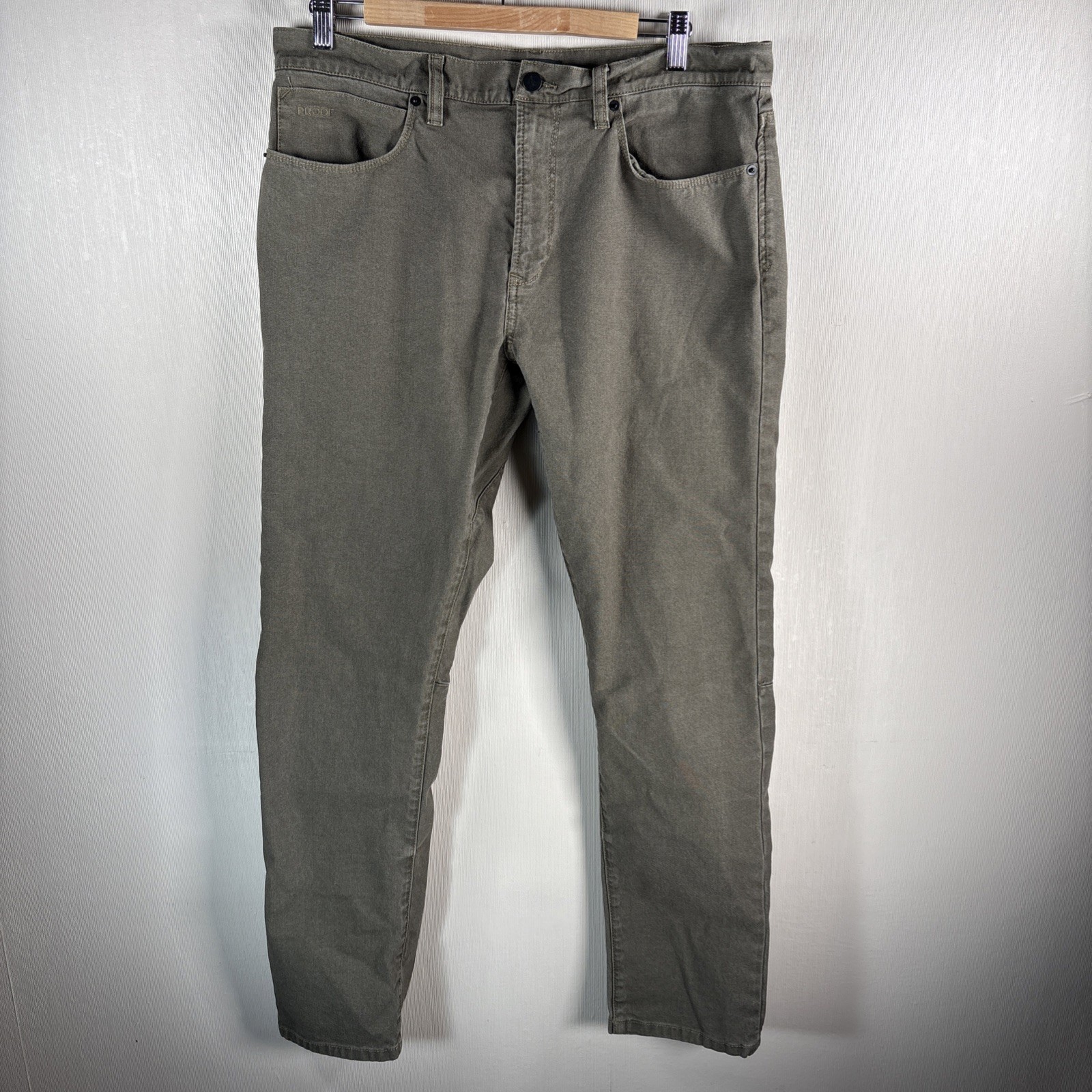 Proof Rover Pants Mens 34×32 Green Slim Fit Huckberry Stretch Canvas Straight