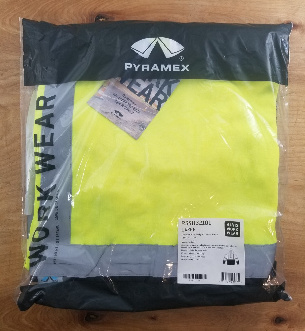 HIGH VISIBILITY Lime Class 3 Pullover Safety Sweatshirt Hoodie Hi-Vis LARGE