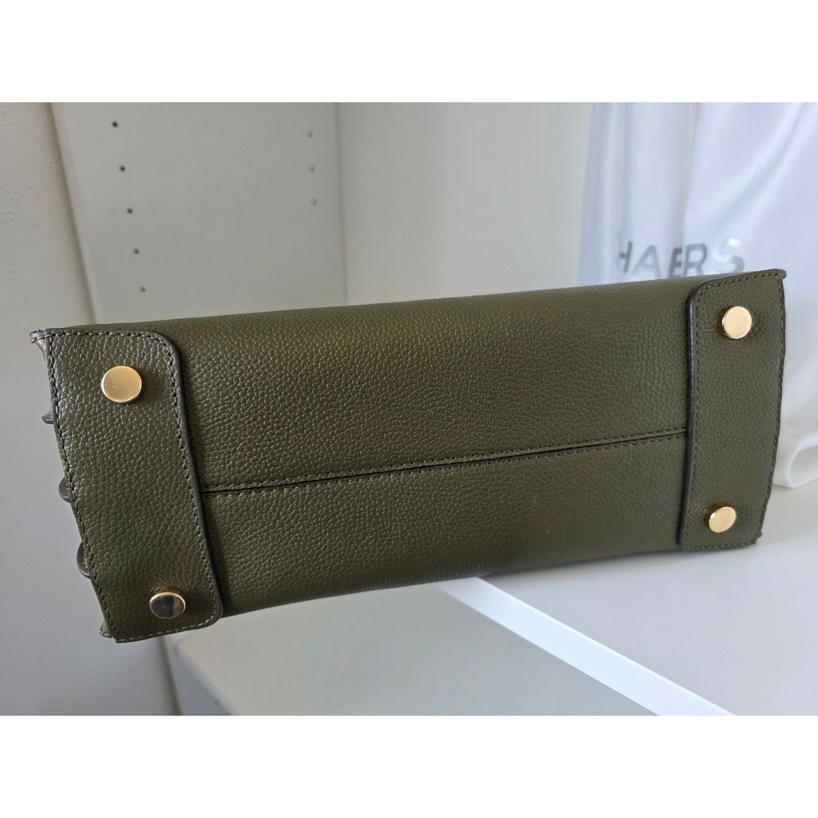 Michael Kors Mercer Tote Women Large Olive Green Leather Accordion Bag