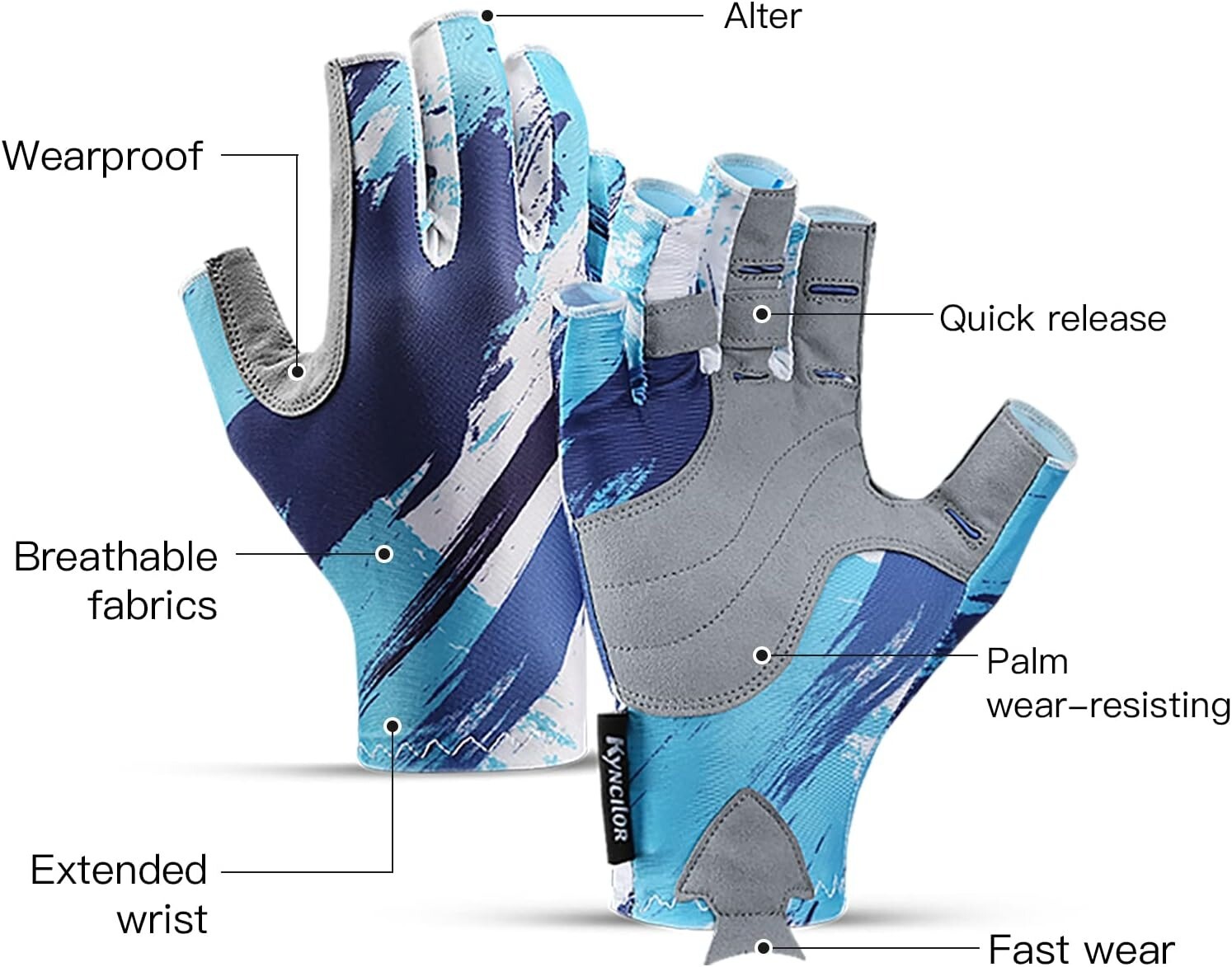 Men Women Fishing Gloves UV Protection Fingerless Gloves for Kayaking Paddling
