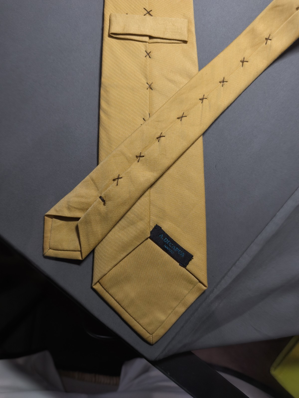 A. Di Capua Napoli – Mustard Yellow Solid Cotton Tailored Tie