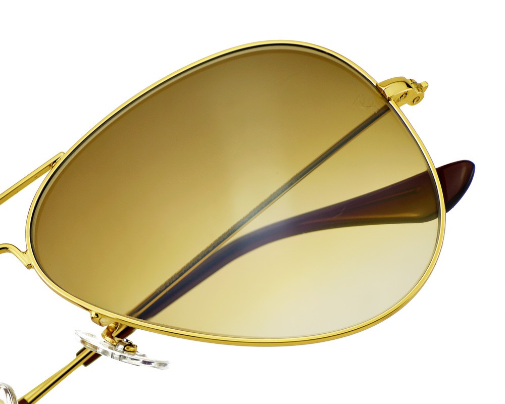 Ray-Ban RB3025 Aviator Gradient Gold Frame Light Brown Lenses 58mm Unisex