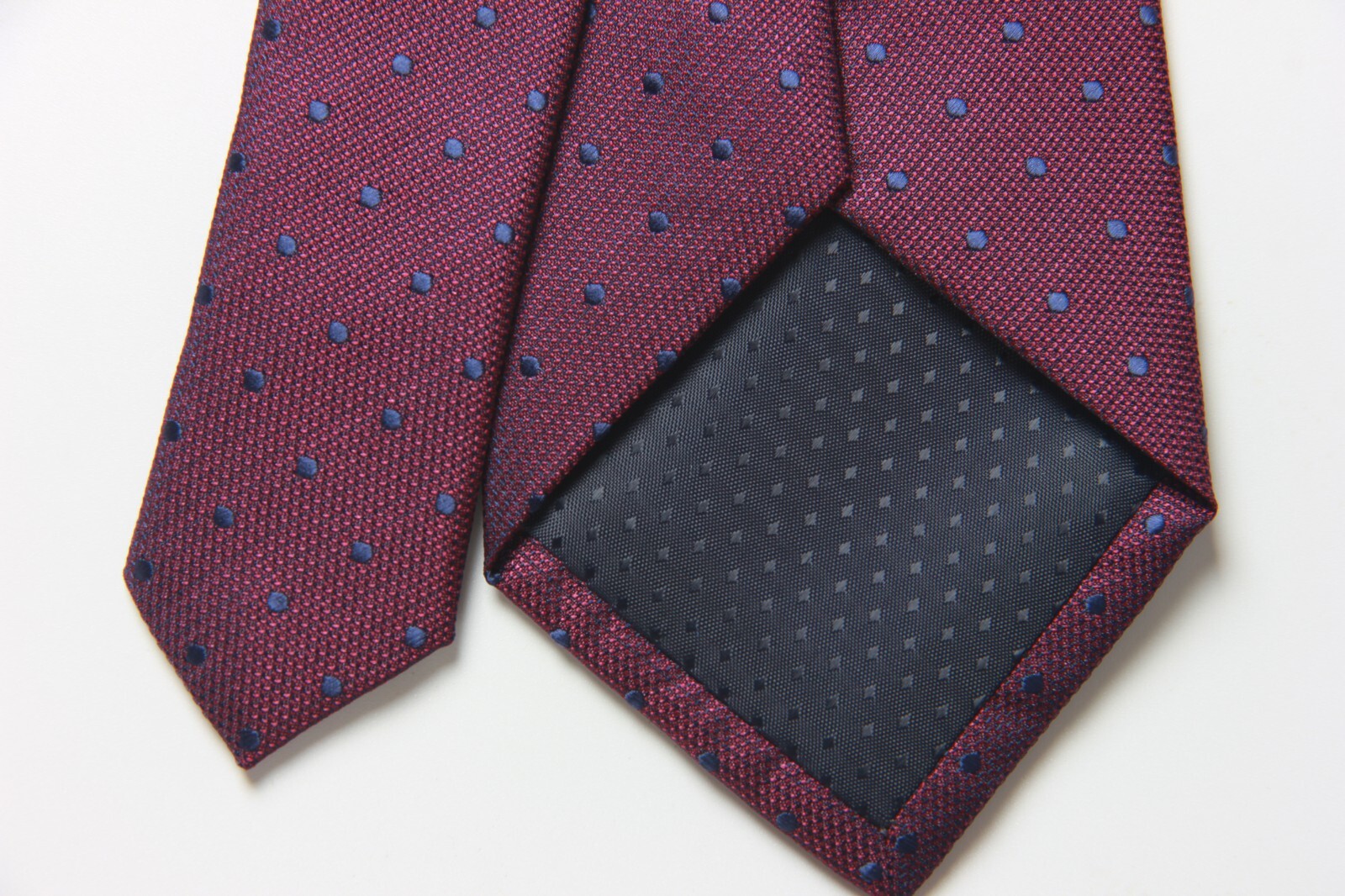 New Classic Polka Dot Red Blue JACQUARD WOVEN 100% Silk Men’s Necktie Tie