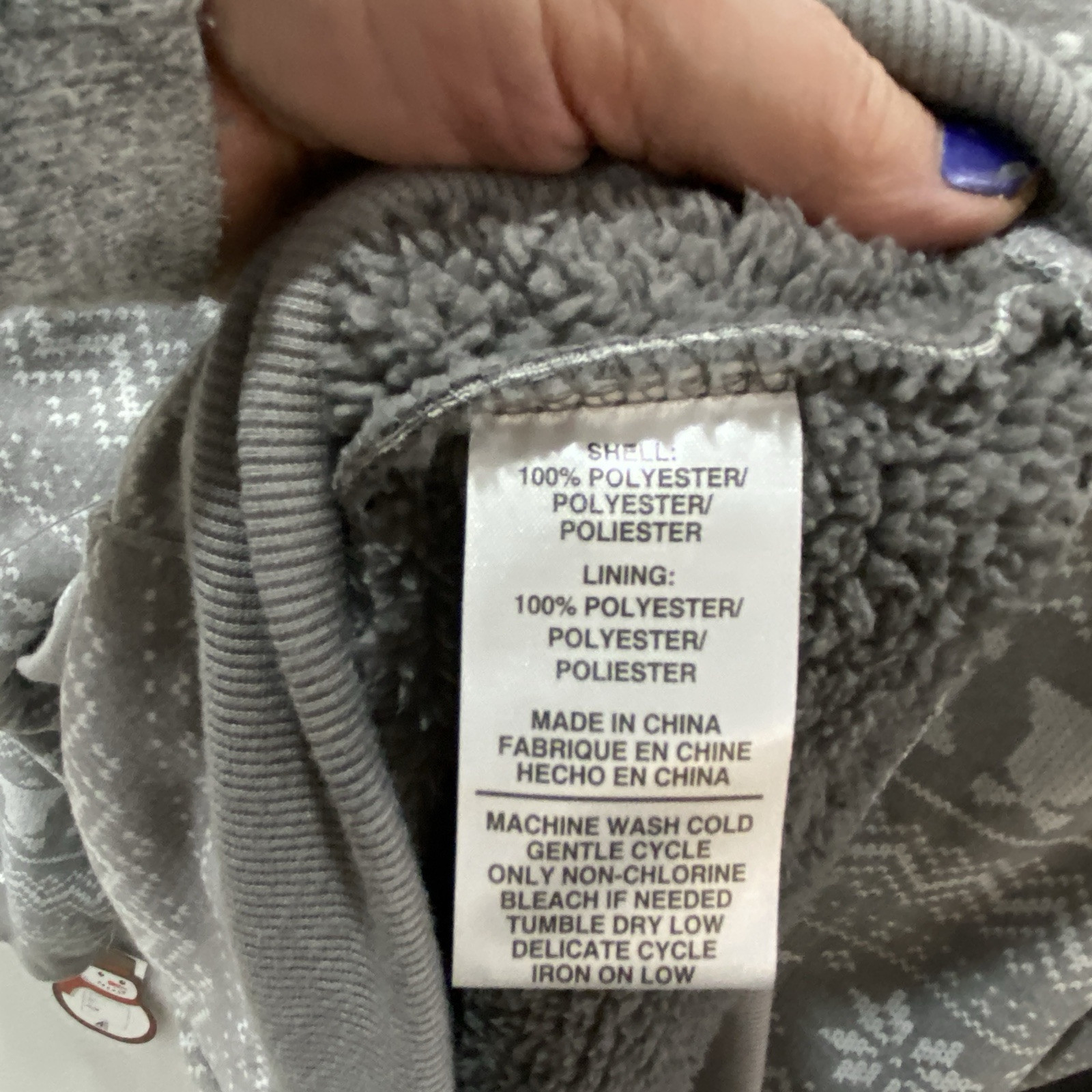 ADTN Fleece Hoodie Christmas Men’s XXL Gray Full Zip Sherpa Lined Pockets