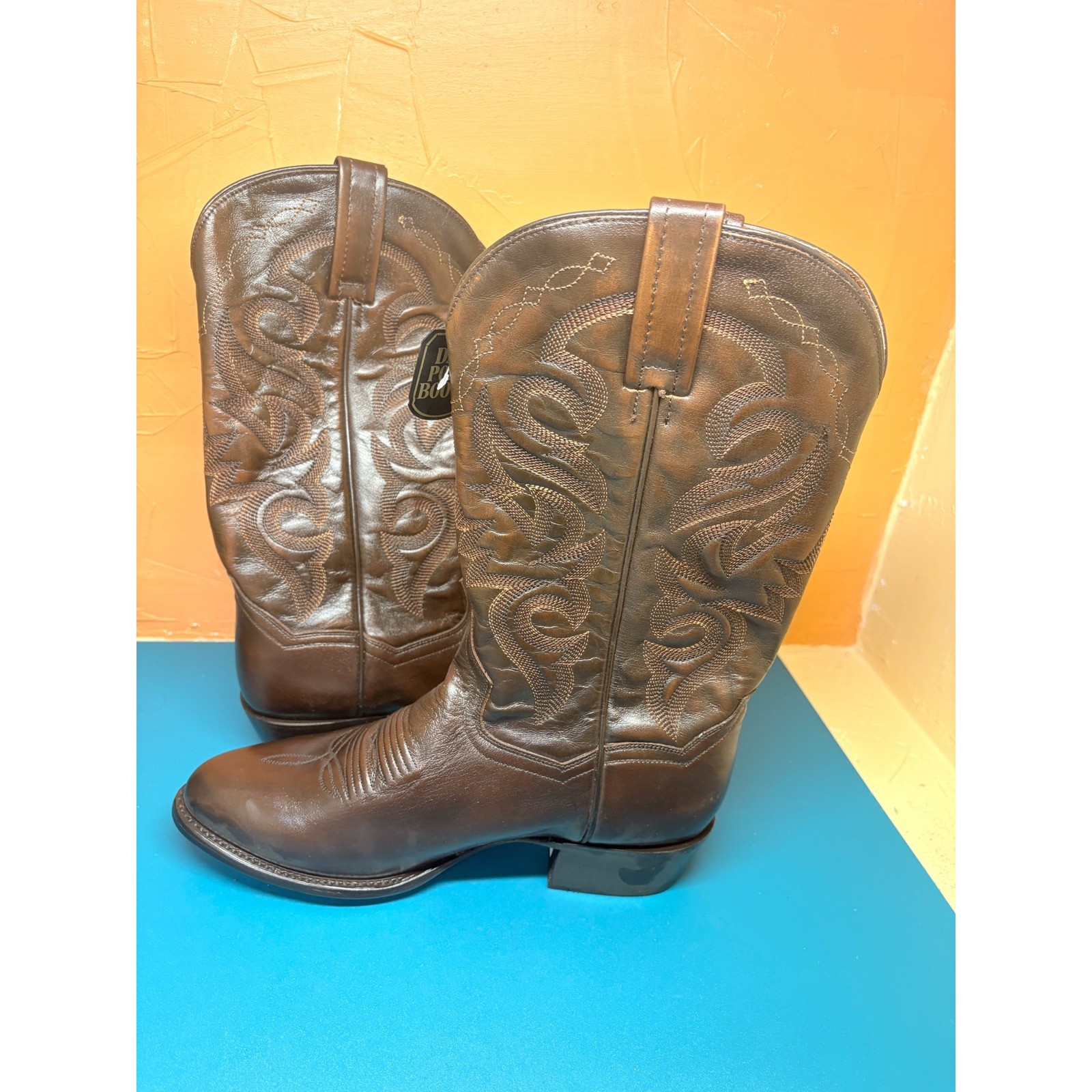 Dan Post Mens 8.5EW Antiqued Tan Round Toe Western Cowboy Boots DP2111R NEW