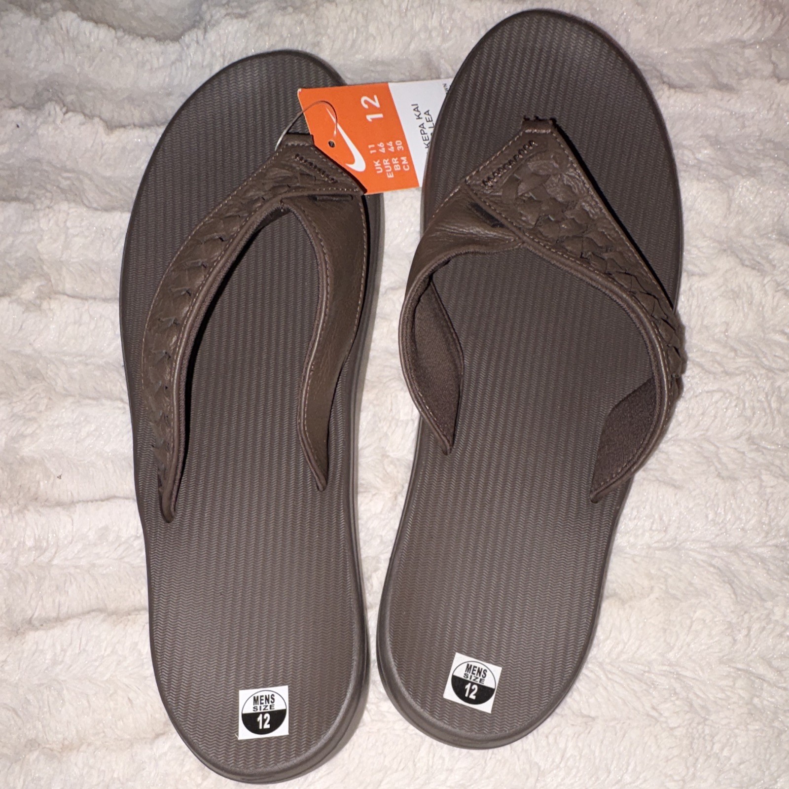 Nike Kepa Kai Thong 2 LEA Brown Leather Slip-On Thong Sandals US 12 BV9224-200