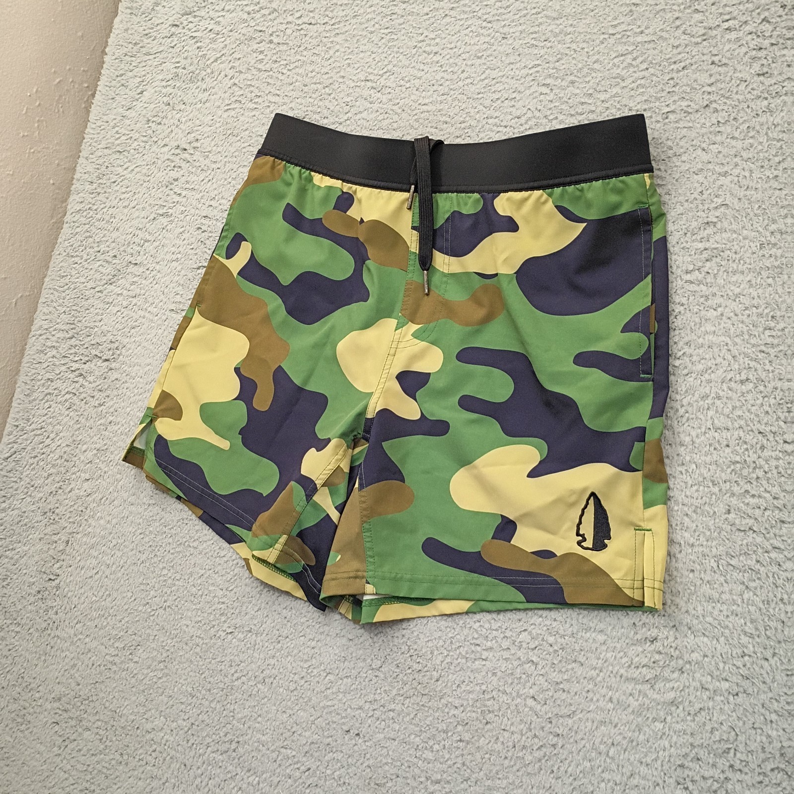 TACHUNTFISH Athletic Shorts Mens Large Woodland Camo Elastic Waist