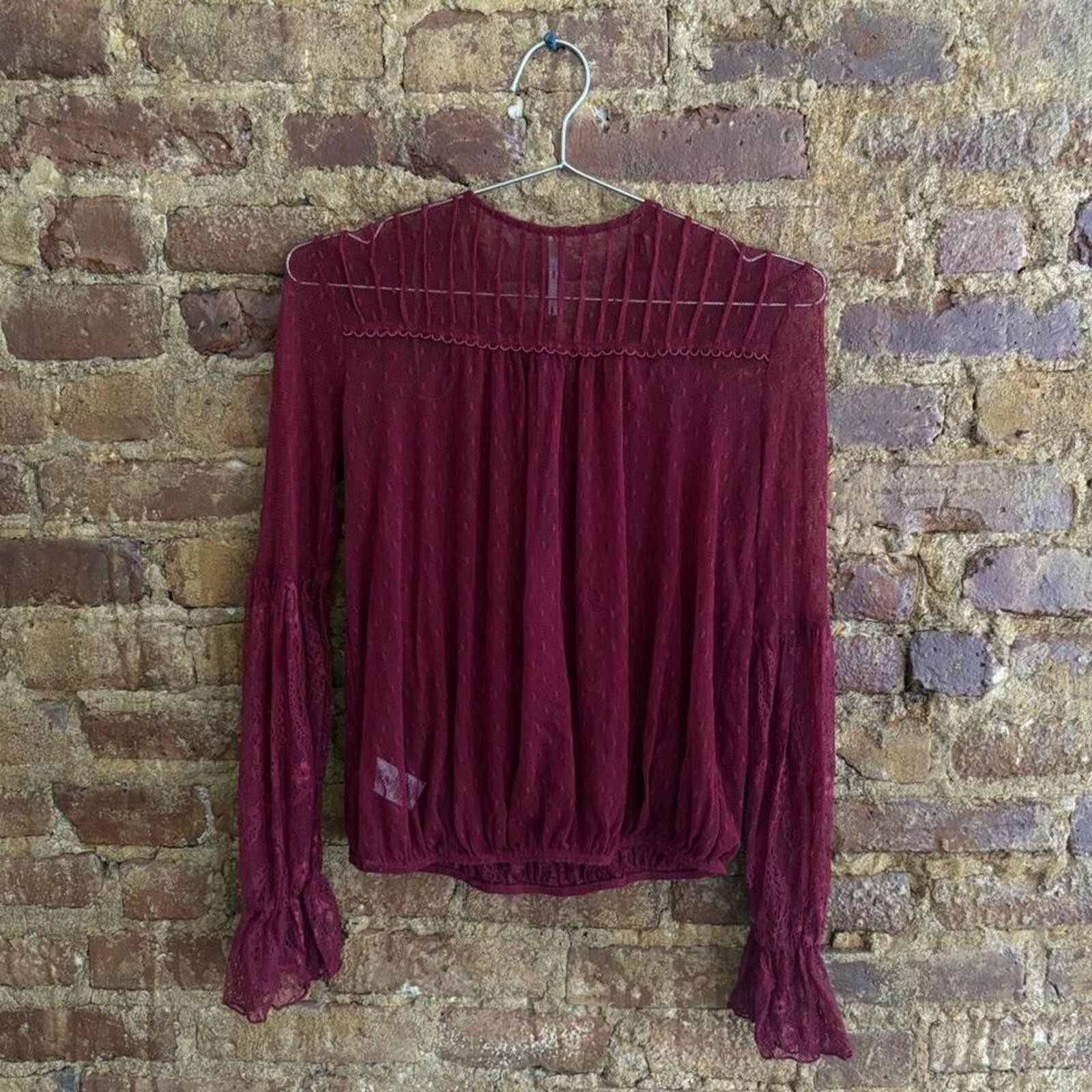 NWT Free People Red Lace Tie Blouse