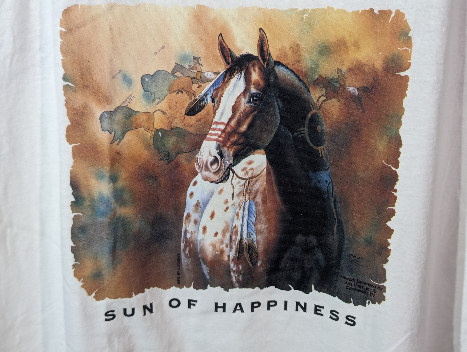 ’90s Vntg Painted Horse Native Indian Western Cowboy USA Made Graphic Tank Sz XL