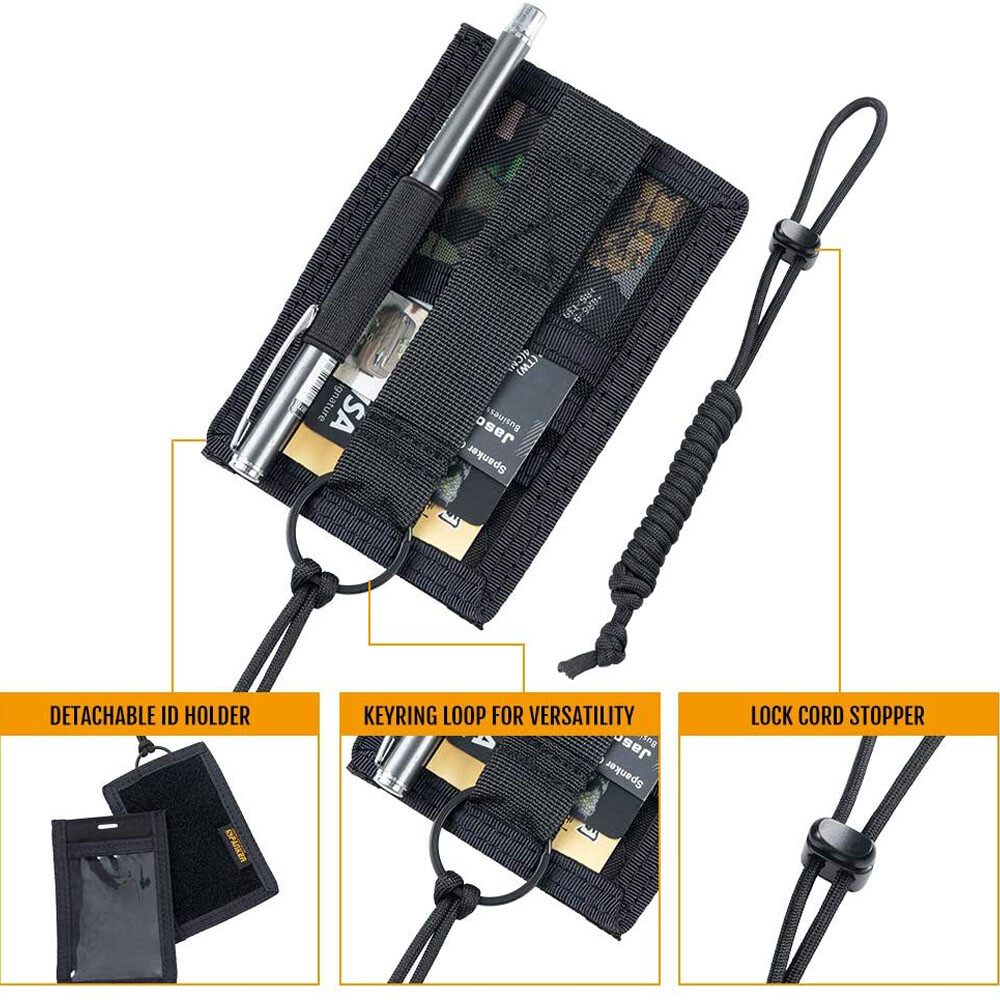 Tactical ID Card Holder Organizer Hook&Loop Patch Badge Holder with Neck Lanyard