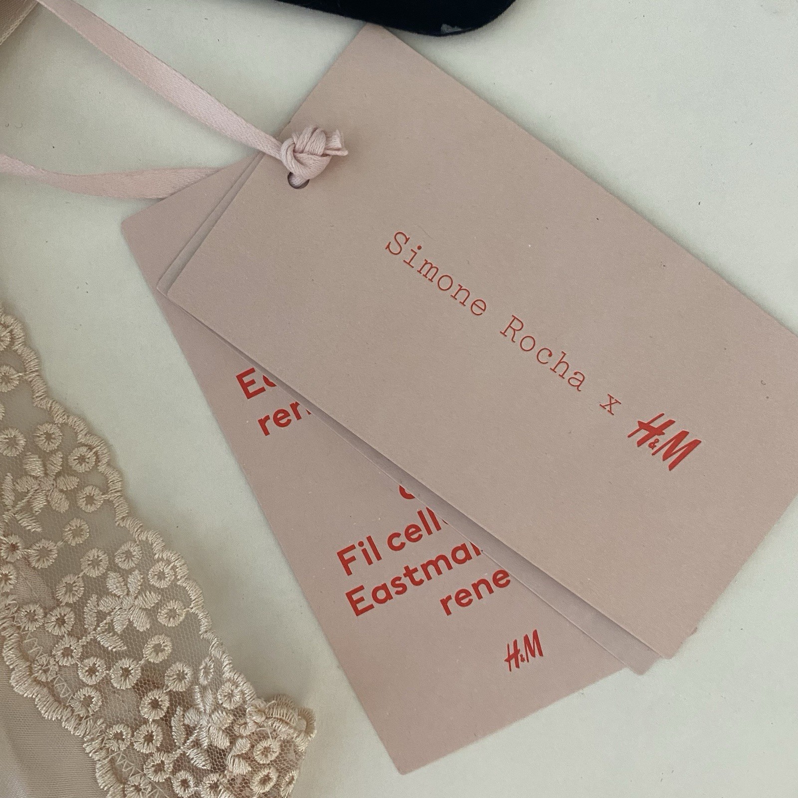 NWT SIMONE ROCHA x H&M Medium Satin Lace Slip Dress Pale Nude Pink NEW