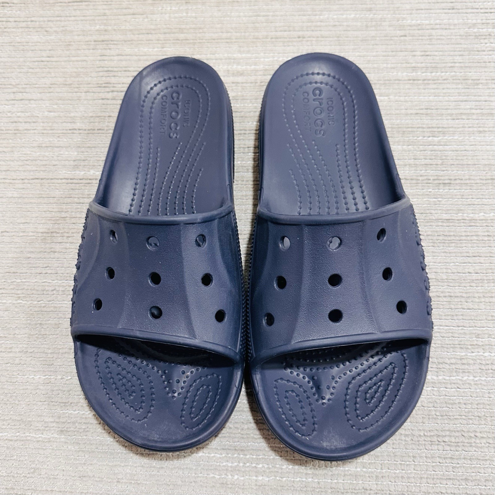 Crocs Baya Slide Sandals Womens 10 Blue Slip On Shoes Pool Beach