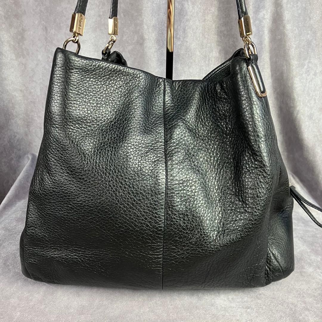 COACH Madison Phoebe Shoulder Bag Black Leather Handbag Authentic Classic