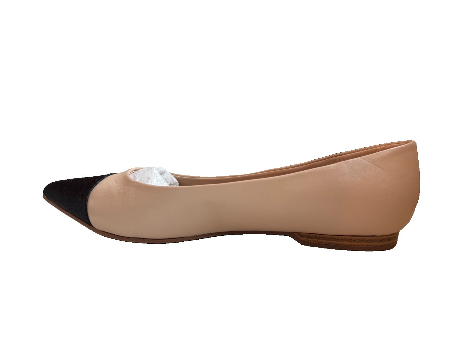 DREAM PAIRS Beige/Black Colorblock Cap Toe Pointed Flats Slip-On US 8.5