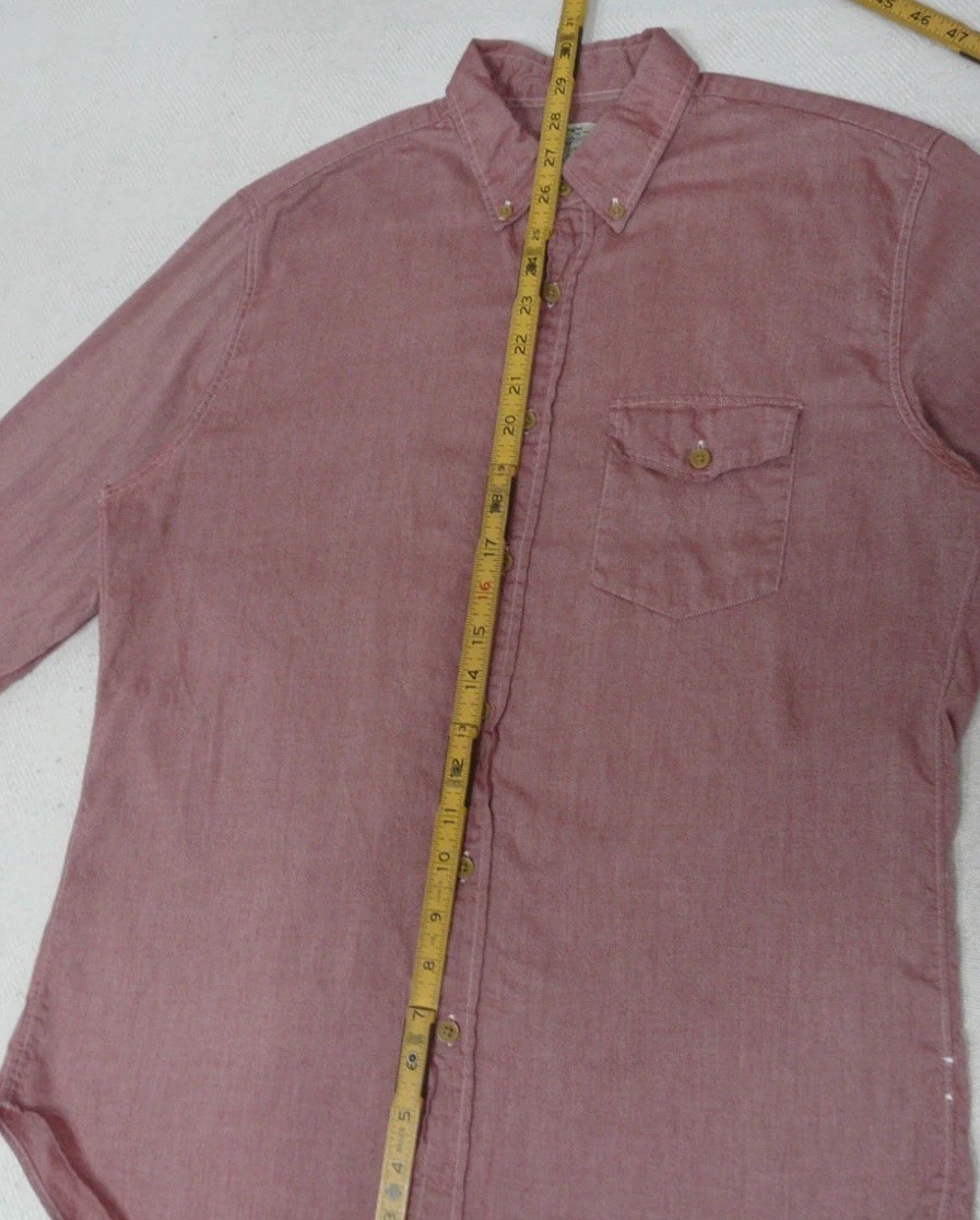 J Crew Work Shirt Mens M Washed Red Button Down Cotton Diagonal Twill Brushed