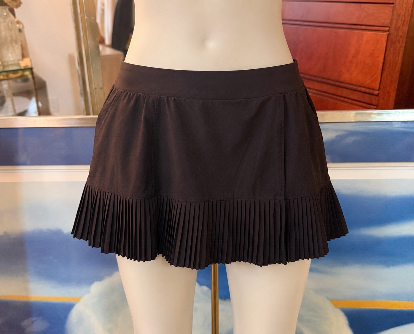 Tail White Label Skort Womens Large Black 15” Box Pleat Golf Tennis UPF 50 NWT