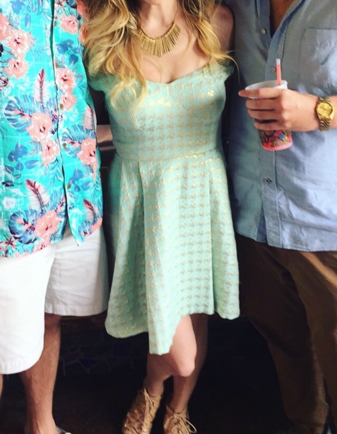 ASOS Petite Mint Green Mint and Gold Mini Dress