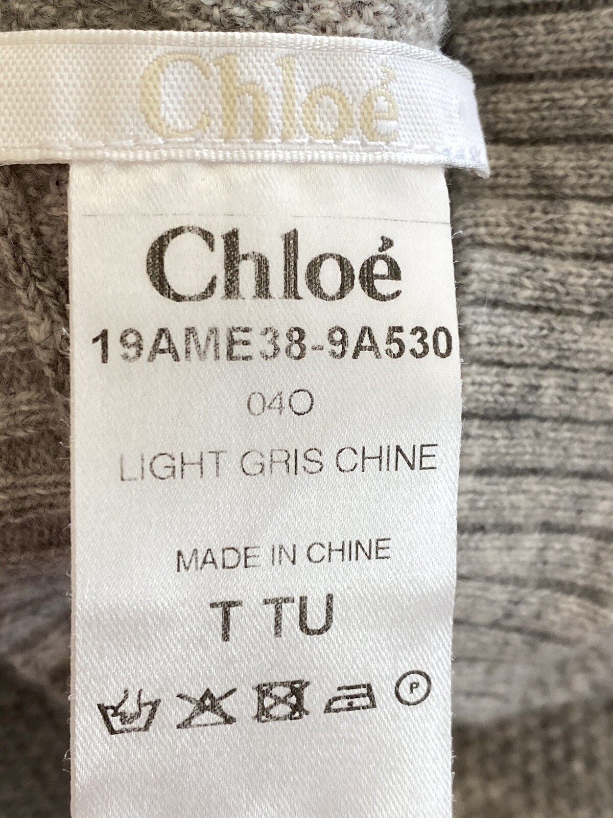 CHLOE CASHMERE SCARF long Light grey 248 x 17 cm Designer luxury Winter $1299
