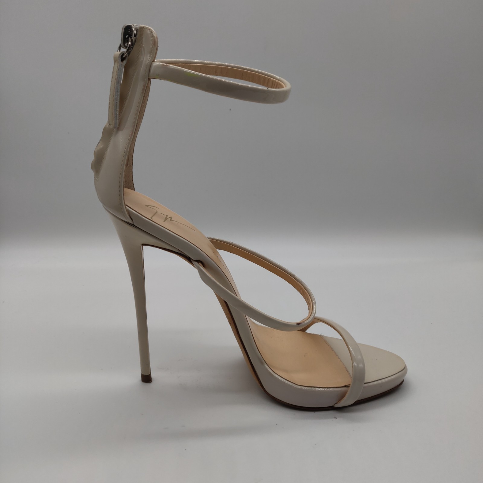 Giuseppe Zanotti Harmony Patent Leather Heels Sandals Beige Size 37 US 7