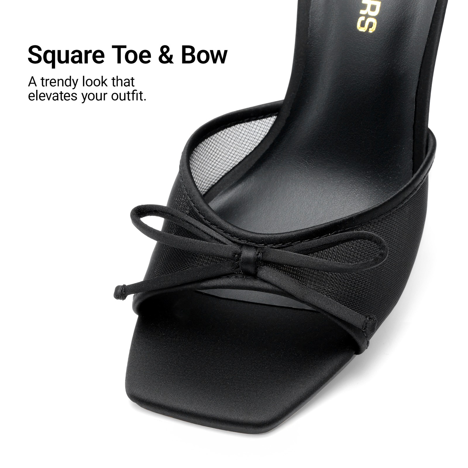Women Slide Heeled Sandals Square Open Toe Slip on Stilettos Backless Sandals
