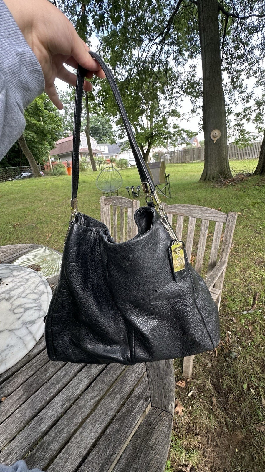 Authentic Coach Madison Phoebe Pebbled Leather Shoulder Black Bag