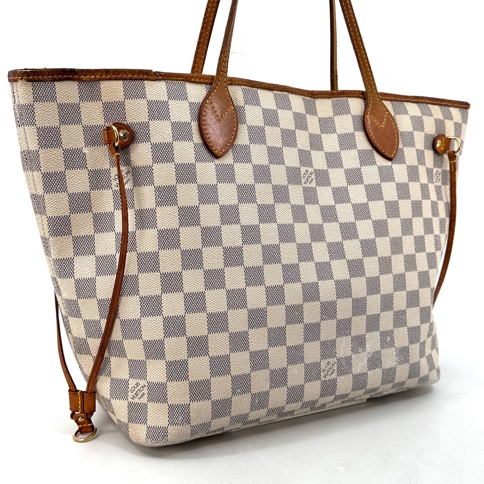 LOUIS VUITTON Neverfull MM Tote Bag PVC Leather Damier Azur Auth France 0316