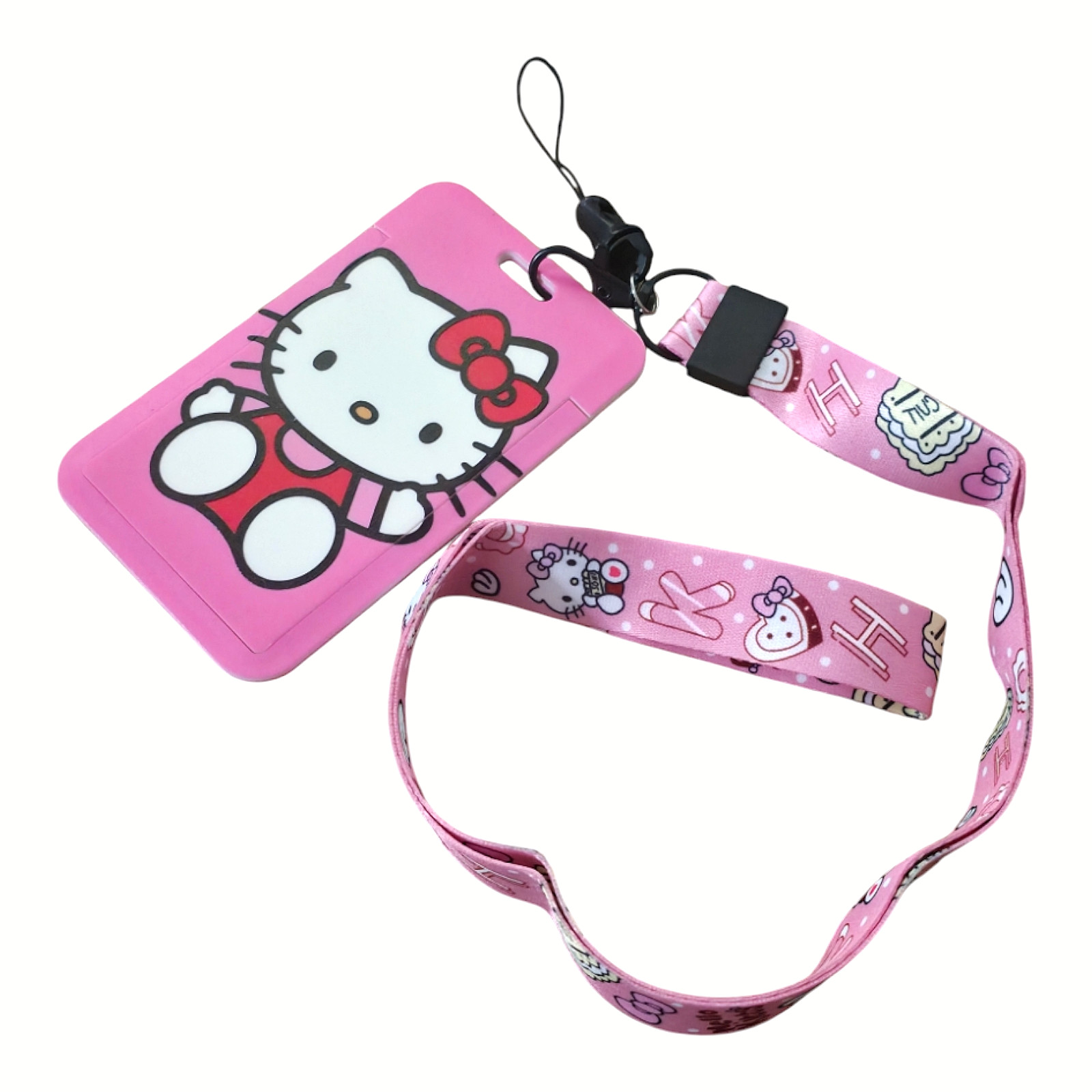 Hello Kitty ID Badge Holder Lanyard Pink Clip Card Holder New Free Ship