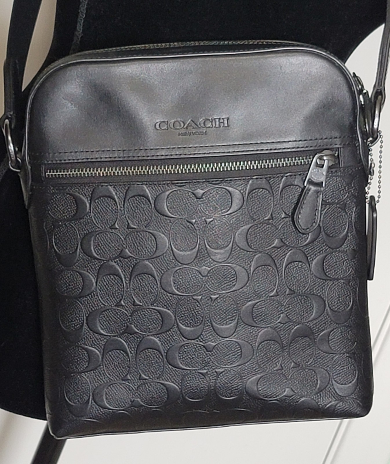 Coach Unisex Houston Flight 4009 Signature Leather Messenger Bag In BLACK