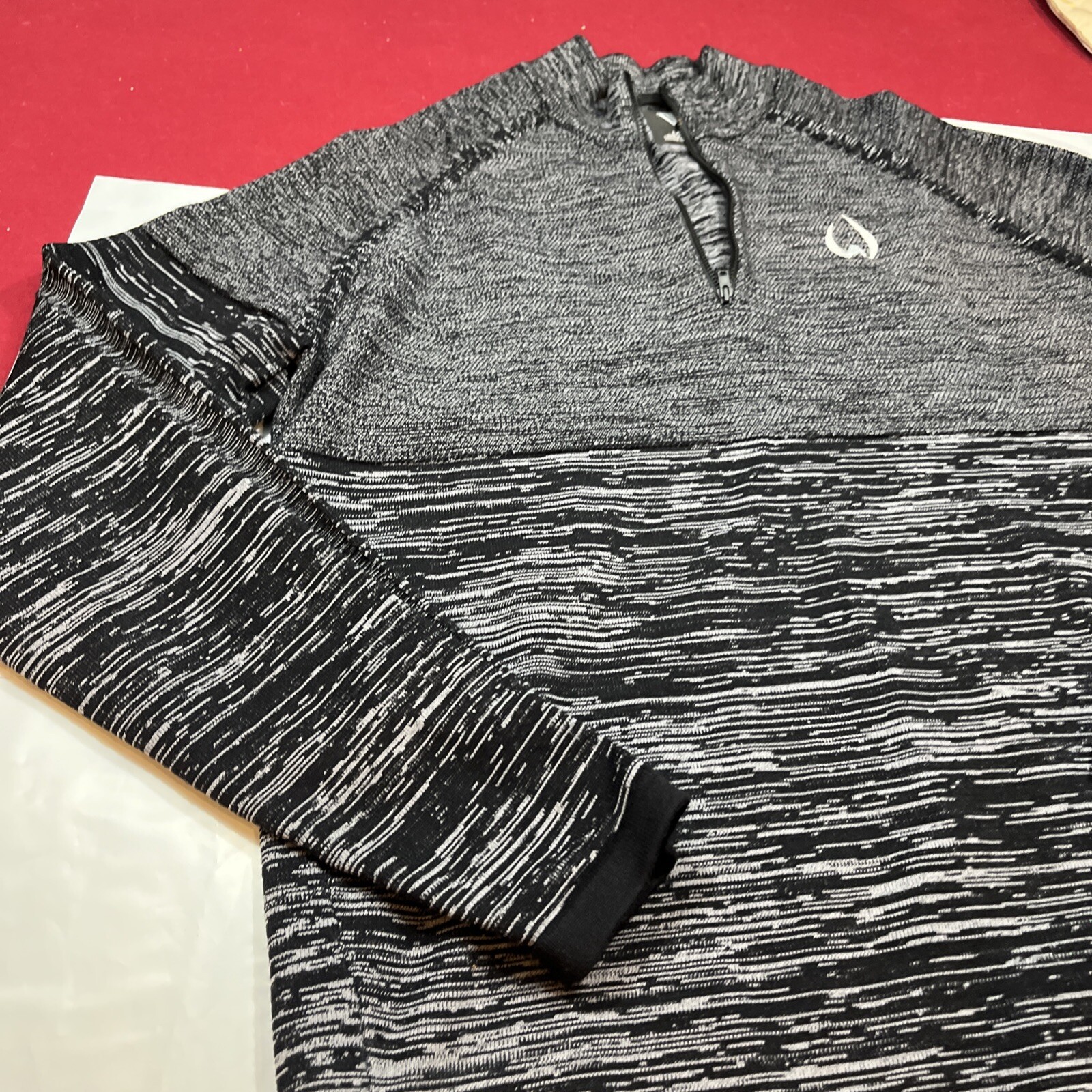 Level Wear Black Gray Sweater marled Golf 1/4 Zip Warm Thermal Knit Top Men’s Lg